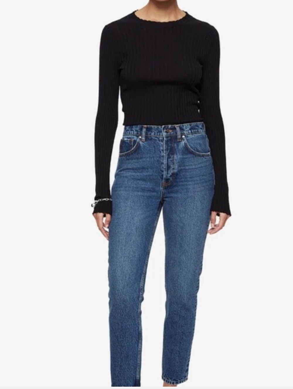 ANINE BING Cecily Ribbed Knit Top